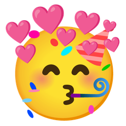 partying face and heart with arrow