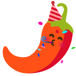 partying face and hot pepper