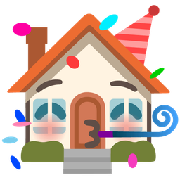 partying face and house