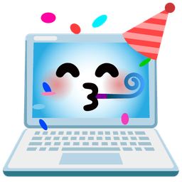 Partying face and Laptop