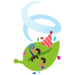 partying face and leaf fluttering in wind