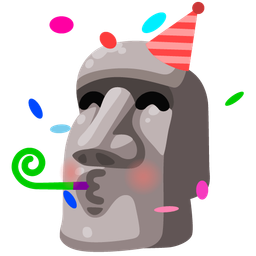 partying face and moai