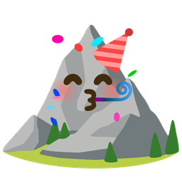 partying face and mountain