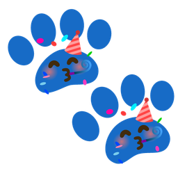 partying face and paw prints