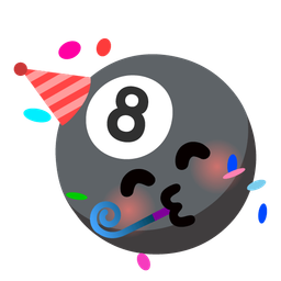 partying face and pool 8 ball