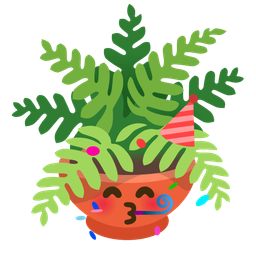 partying face and potted plant