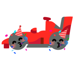 partying face and racing car