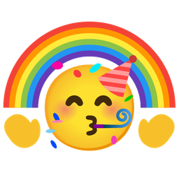partying face and rainbow