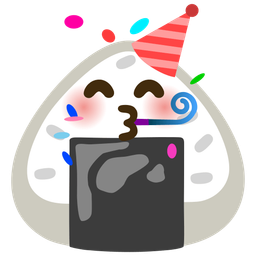 partying face and rice ball