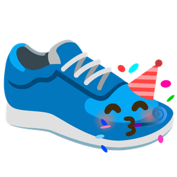 partying face and running shoe
