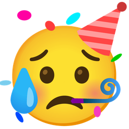 partying face and sad but relieved face