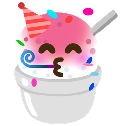 partying face and shaved ice