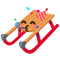 partying face and sled