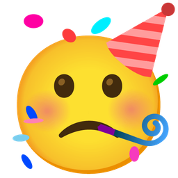 partying face and slightly frowning face