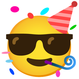 partying face and smiling face with sunglasses