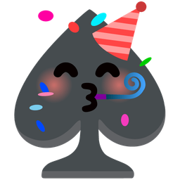 partying face and spade suit