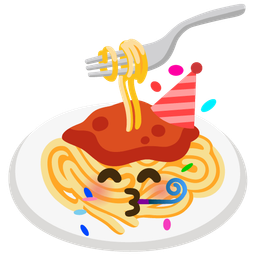 partying face and spaghetti