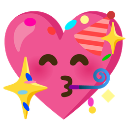 partying face and sparkling heart