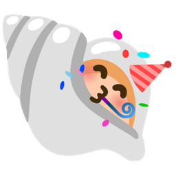 partying face and spiral shell