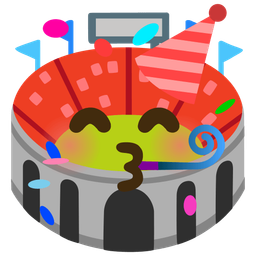 partying face and stadium