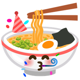 partying face and steaming bowl