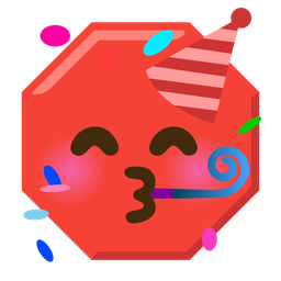 partying face and stop sign