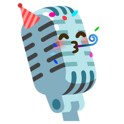 partying face and studio microphone