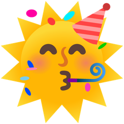 partying face and sun with face