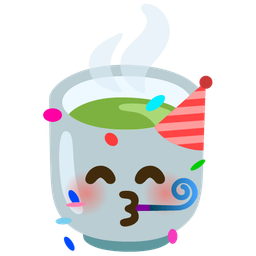 partying face and teacup without handle