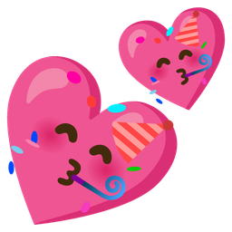 partying face and two hearts