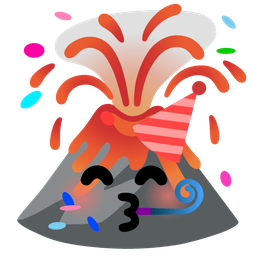 partying face and volcano