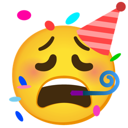 partying face and weary face