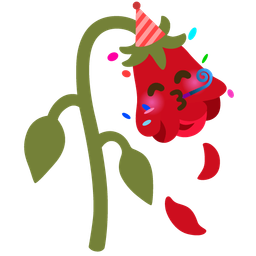 partying face and wilted flower