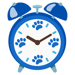 paw prints and alarm clock
