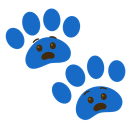 paw prints and anguished face
