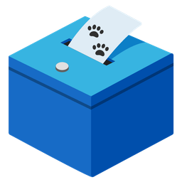 paw prints and ballot box with ballot
