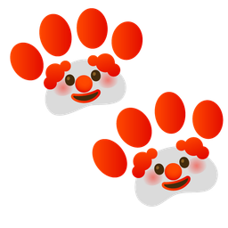 paw prints and clown face
