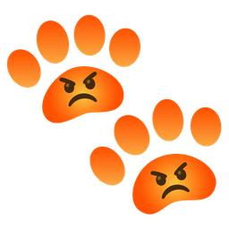 paw prints and enraged face
