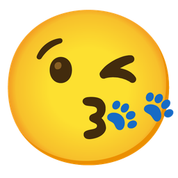 Paw prints and Face blowing a kiss