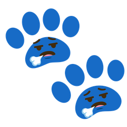 paw prints and face exhaling