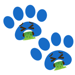 paw prints and face vomiting