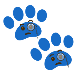 paw prints and face with monocle