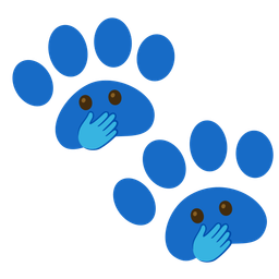 paw prints and face with open eyes and hand over mouth