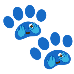 paw prints and face with peeking eye
