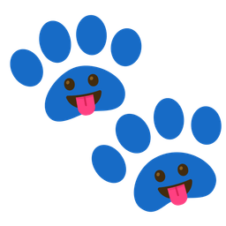 Paw prints and Face with tongue