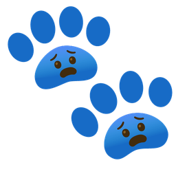 paw prints and fearful face