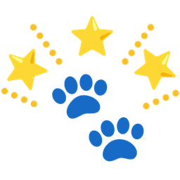 paw prints and glowing star