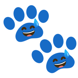 Paw prints and Grinning face with sweat