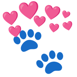 paw prints and heart with arrow