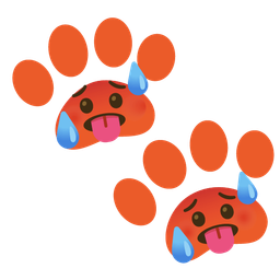 paw prints and hot face